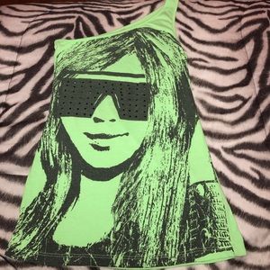 💚🕶 Lime green one shoulder tank top 🕶💚