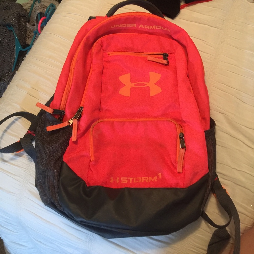 Under armour backpack pinkish/coral with orange