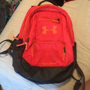 Under armour backpack pinkish/coral with orange