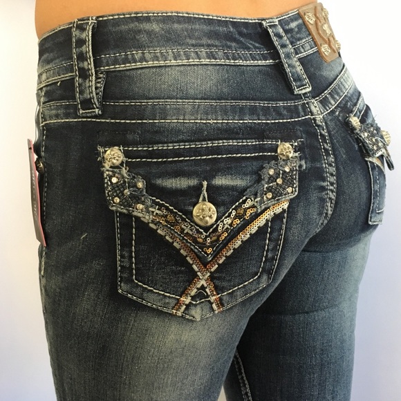 Miss Me Rendezvous Flap pocket Boot Cut Jeans NWT - Picture 2 of 5