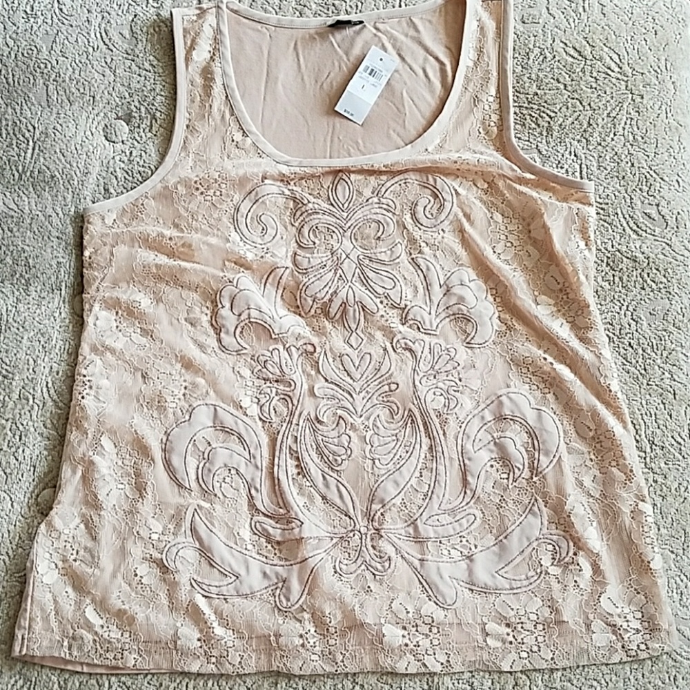 Ann Taylor  net light peach top