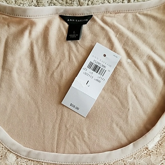 Ann Taylor  net light peach top - Picture 2 of 4