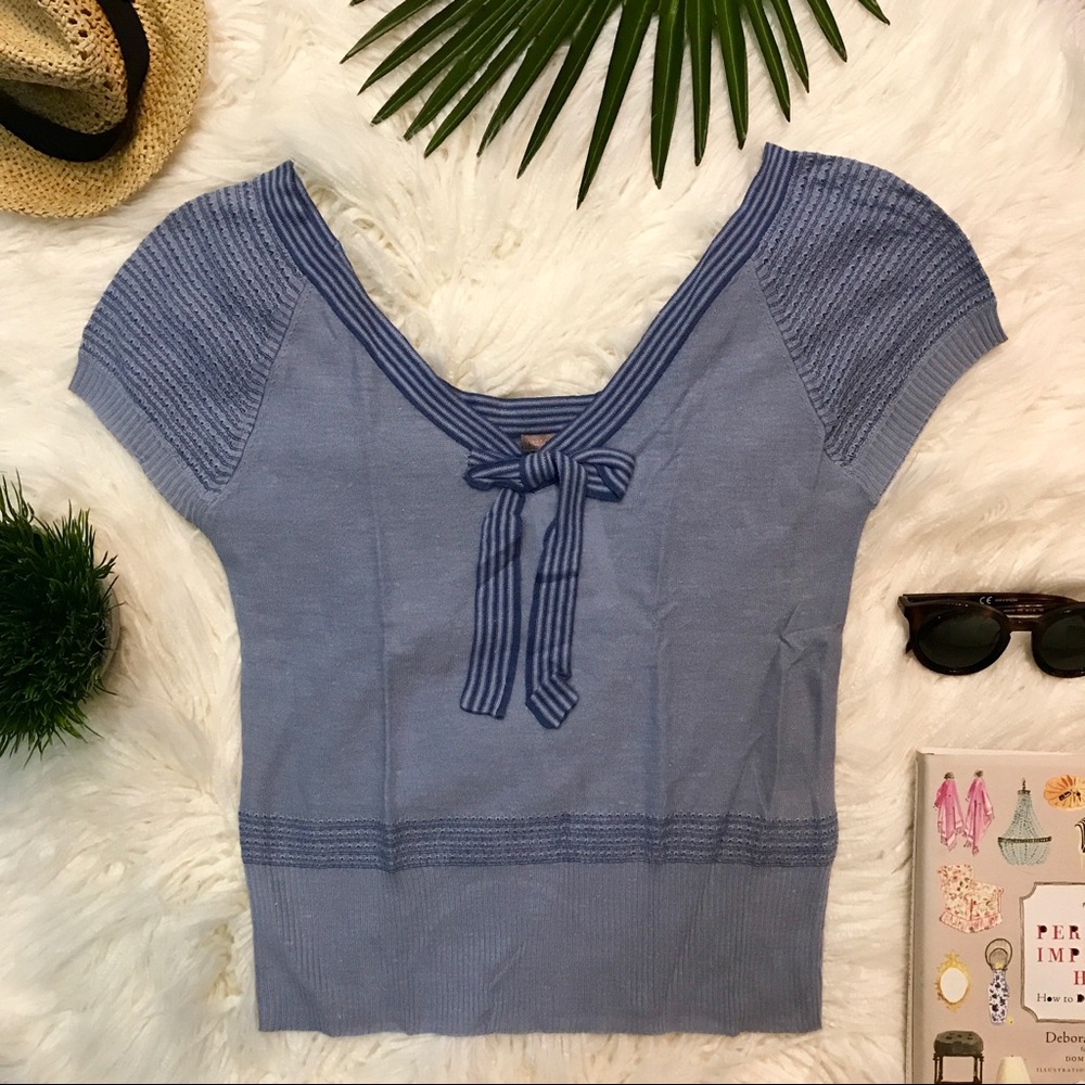 H&M Powder Blue Rayon Sailor Top Soft Knit Shirt