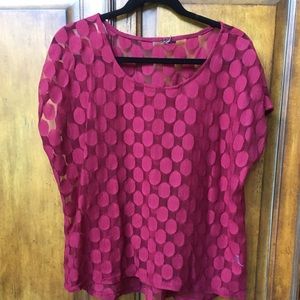 Sheer patterned tee that is lightly used.