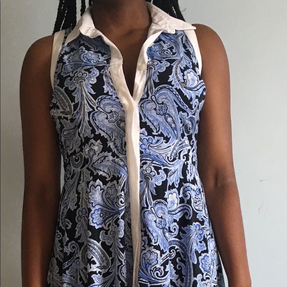 Ann Taylor blue and white paisley dress brand new