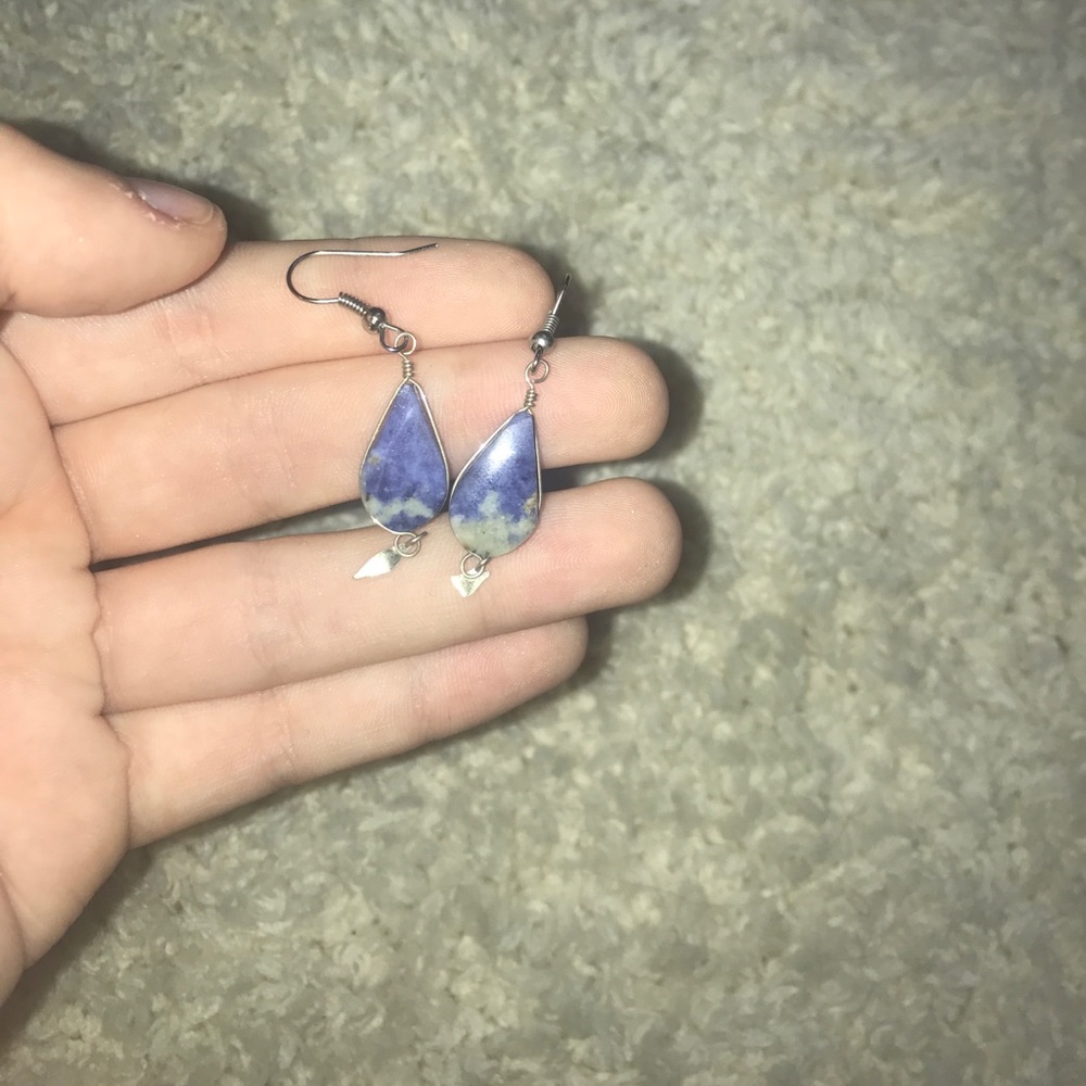 Blue earthy dangle earrings