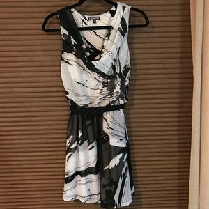 White with black flowers dress