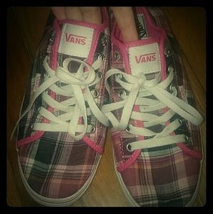 Vans woman pink plaid shoes