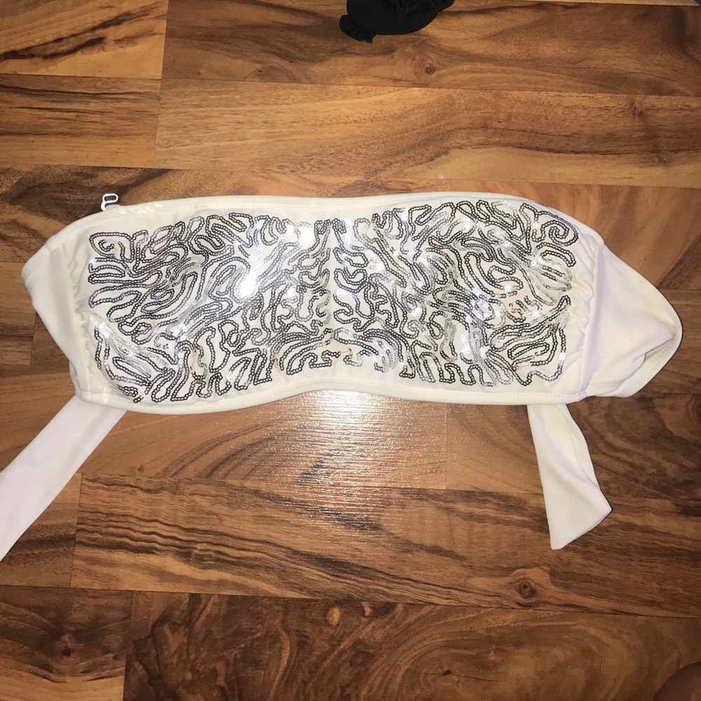 White Sequined Bathing Suit Top