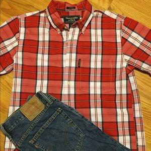Abercrombie and Fitch, plaid, muscle fit shirt!