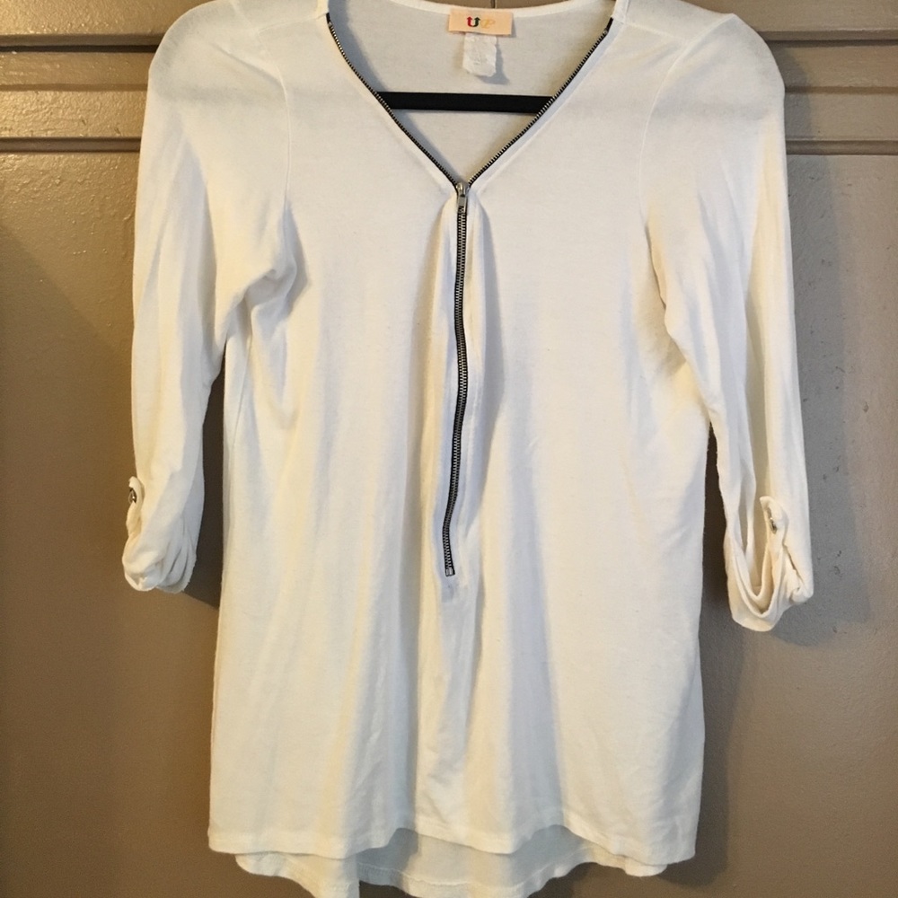 Nice white top with zipper in front