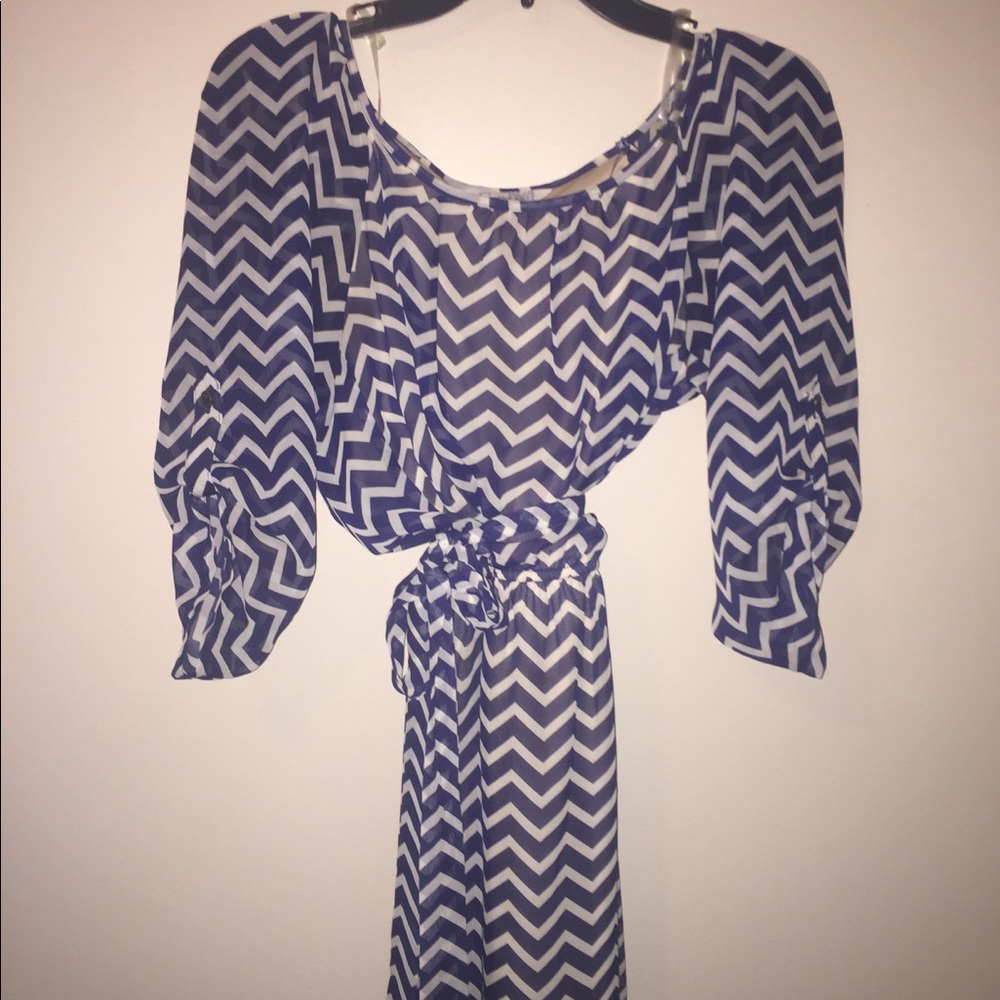 Chevron Blue and White Dress