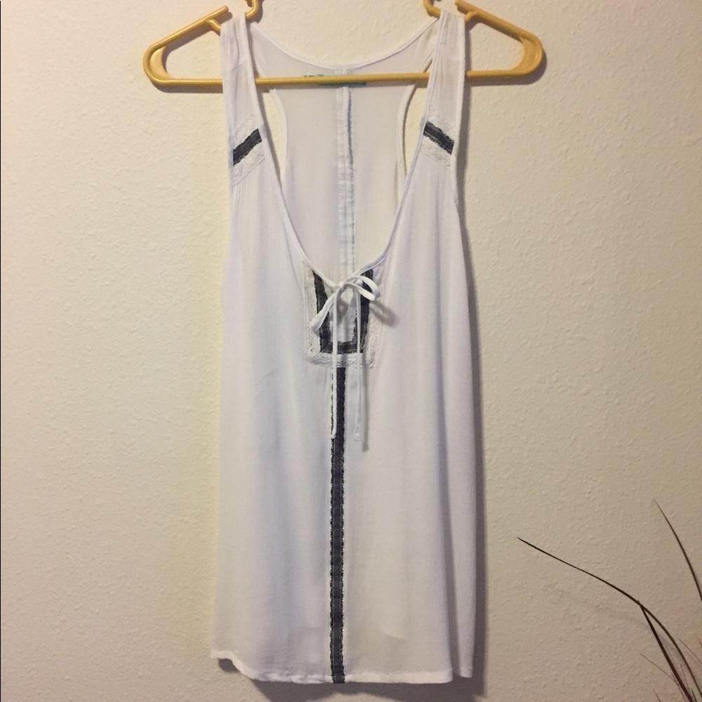 White tank with tie string peekaboo