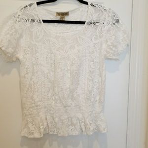 White top with cinched waist...