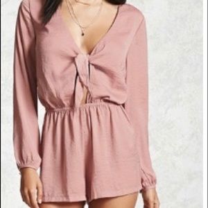 Forever 21 Satin tie front romper