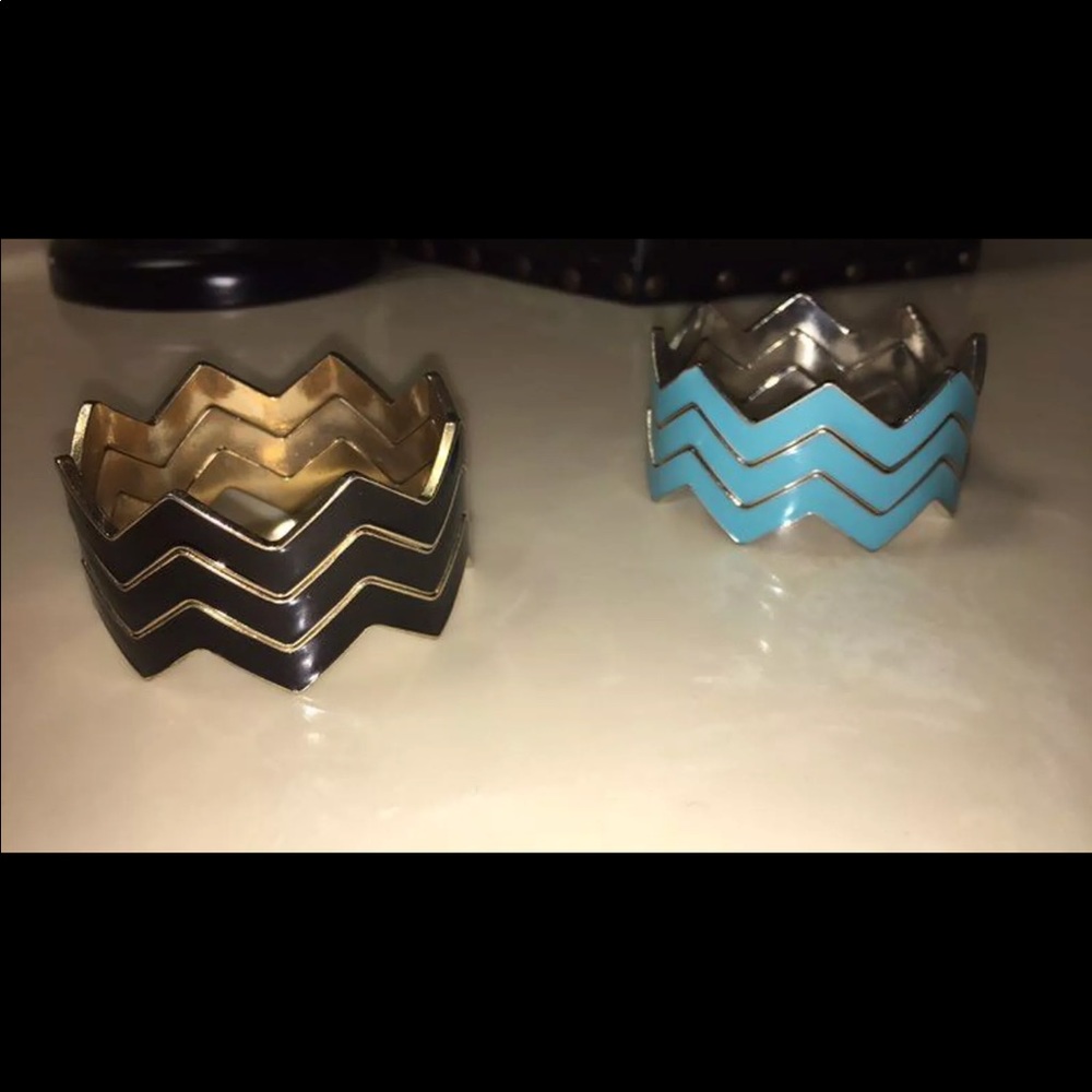 Black and Blue Chevron Bracelets