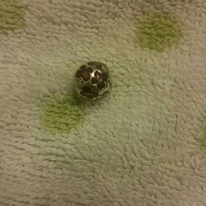 Pandora silver butterfly charm with purple enamel