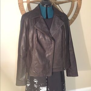 J Jill walnut genuine leather jacket
