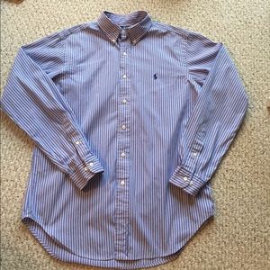 Ralph Lauren Polo Blue w/ thin white & pink stripe