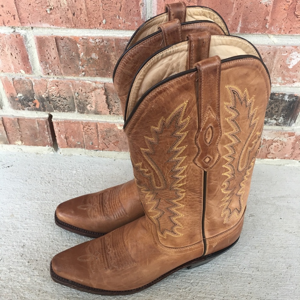 Cavender's Brown Leather Cowgirl Boots (Snip Toe)