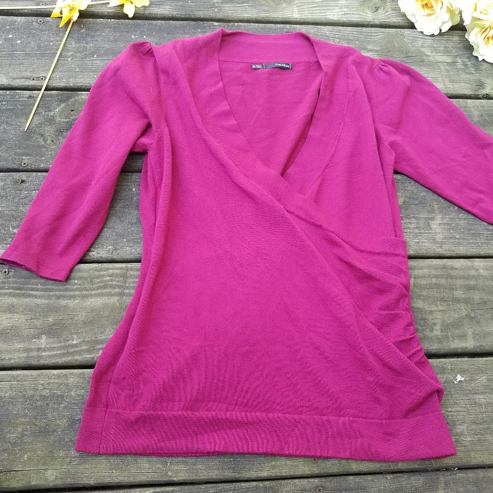 $Maurices wrap magenta sweater$