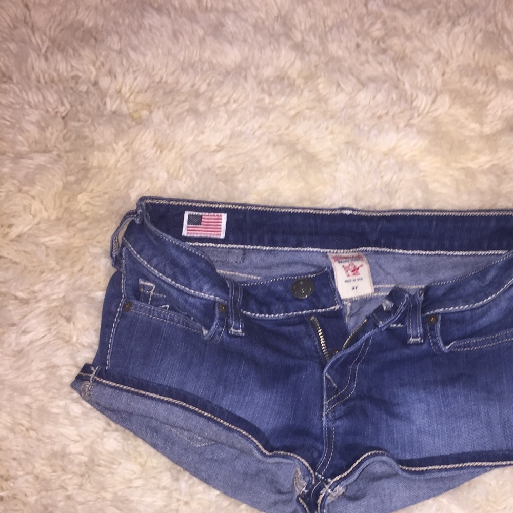 True Religion blue jean shorts