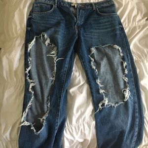 Distressed mom jeans