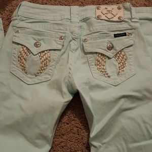 Miss Me teal skinny jeans