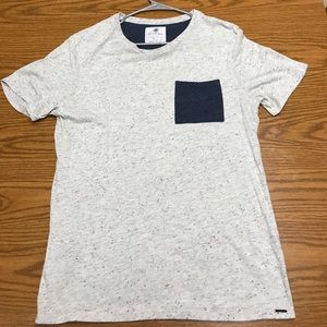 Medium On The Byas White and Blue Pocket Tee
