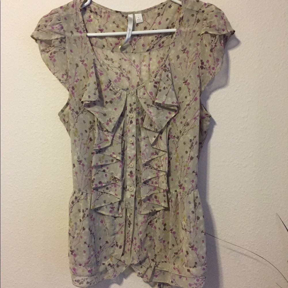 Small floral print dressy blouse