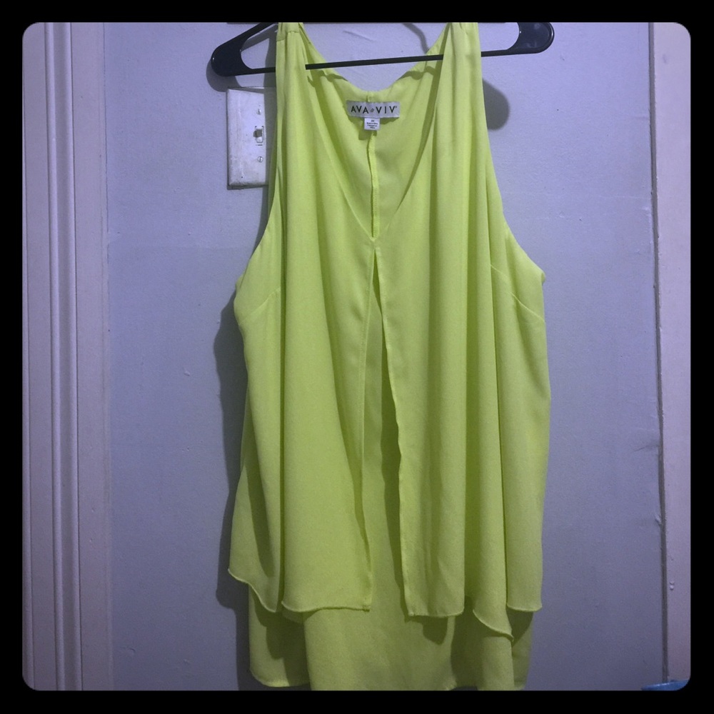 Chartreuse Chiffon split front and back blouse