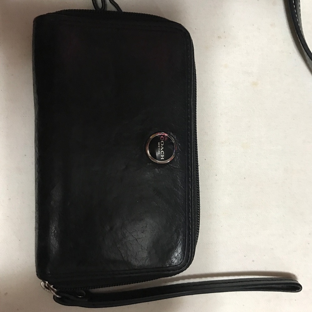 "Distressed" leather coach wallet/wristlet