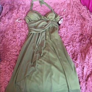 Olive colored halter top dress