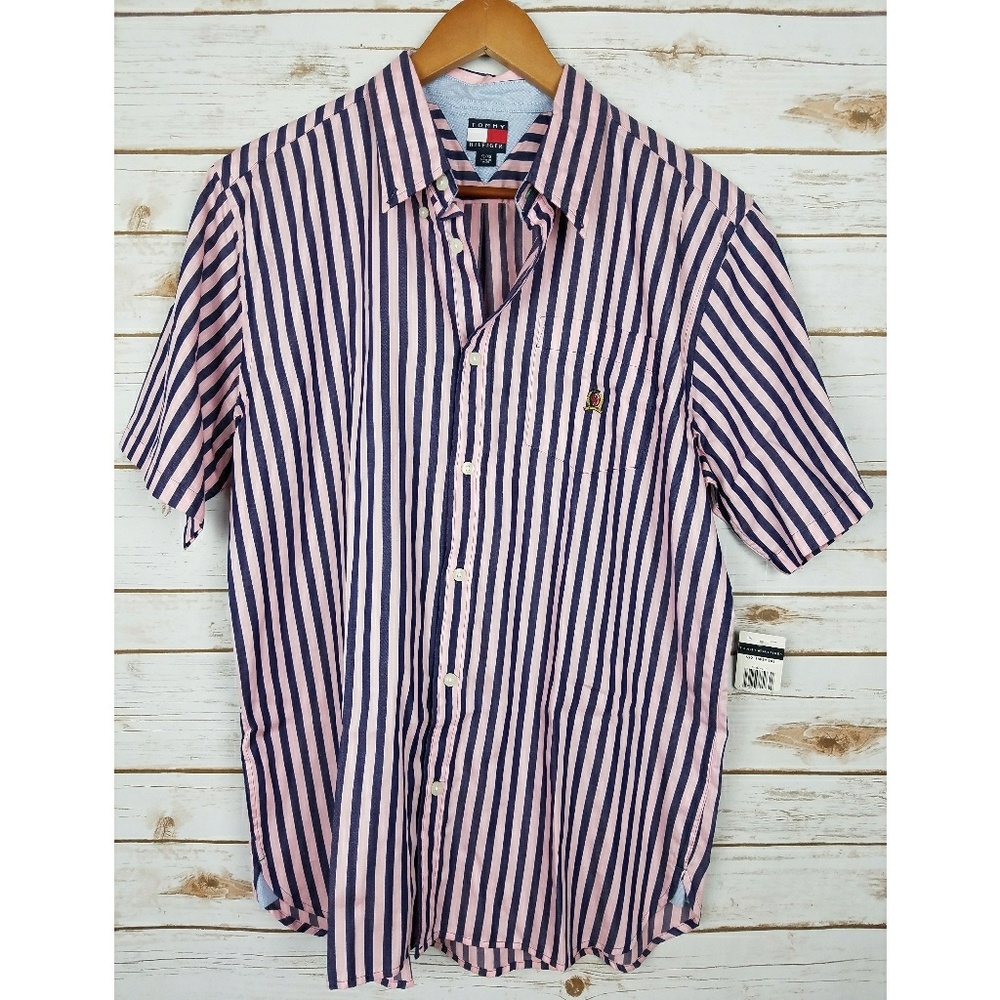 NWT Tommy Hilfiger Button Up Shirt Sleeve Striped