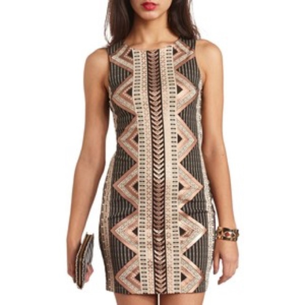 Charlotte Russe metallic Aztec print dress