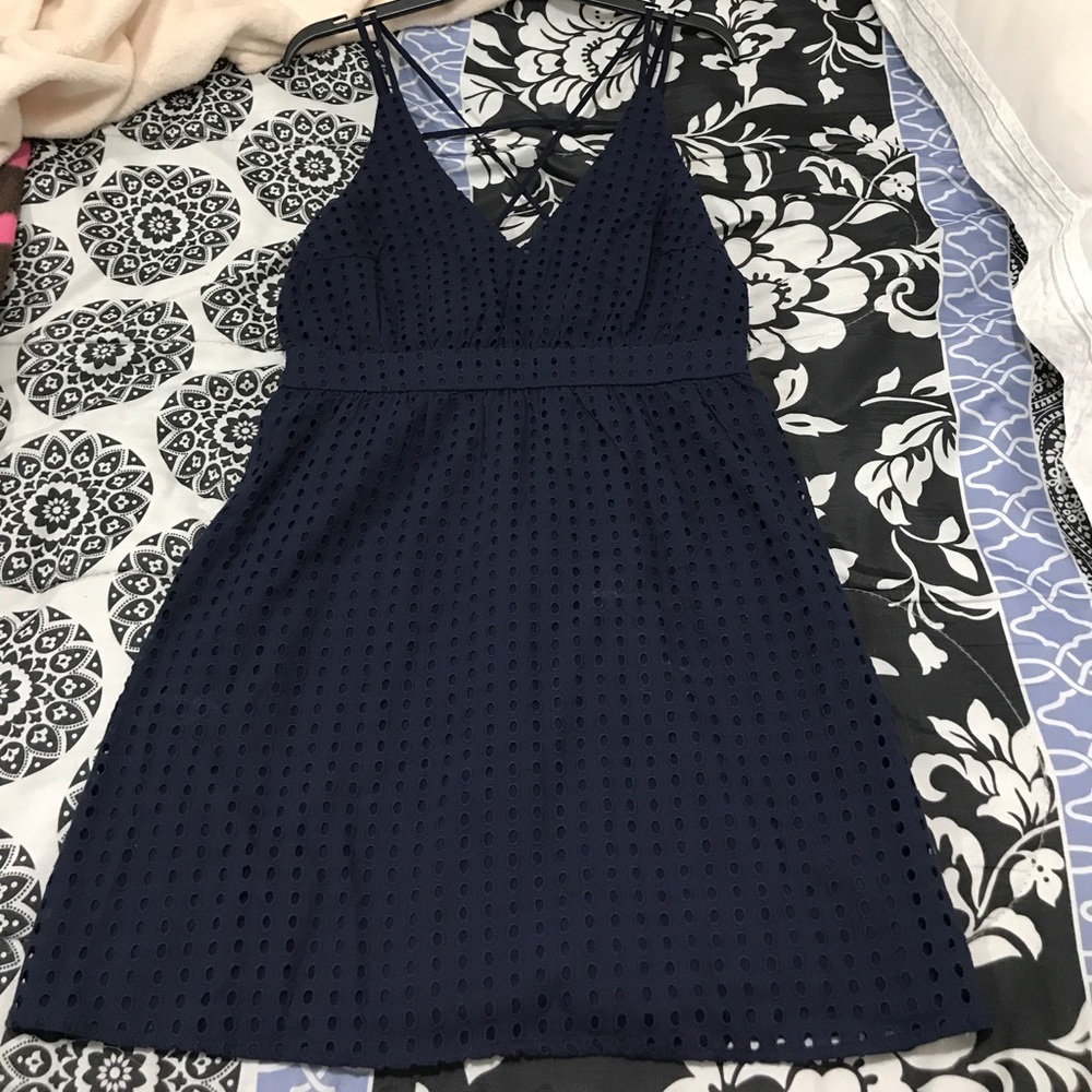 Navy Blue Eyelet Dress