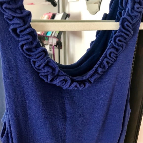 J. Crew Navy Ruffle Neckline Dress - Picture 4 of 7
