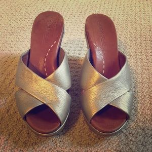 Kenneth Cole Gentle Souls gold platform sandals