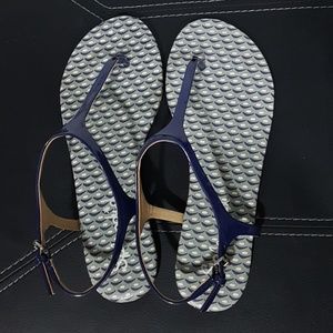 Splendid Blue t-strap Flat Thong Sandals Mason