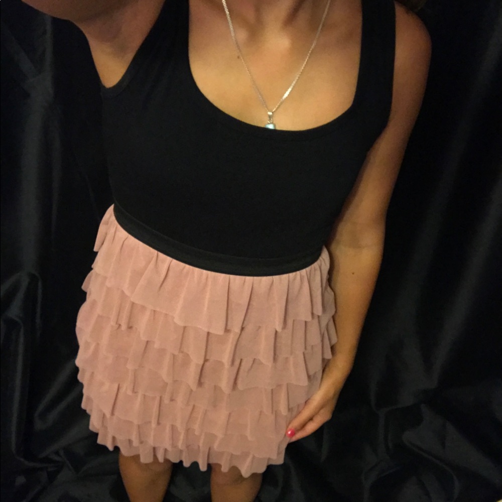 Pink & black frilly dress size Small