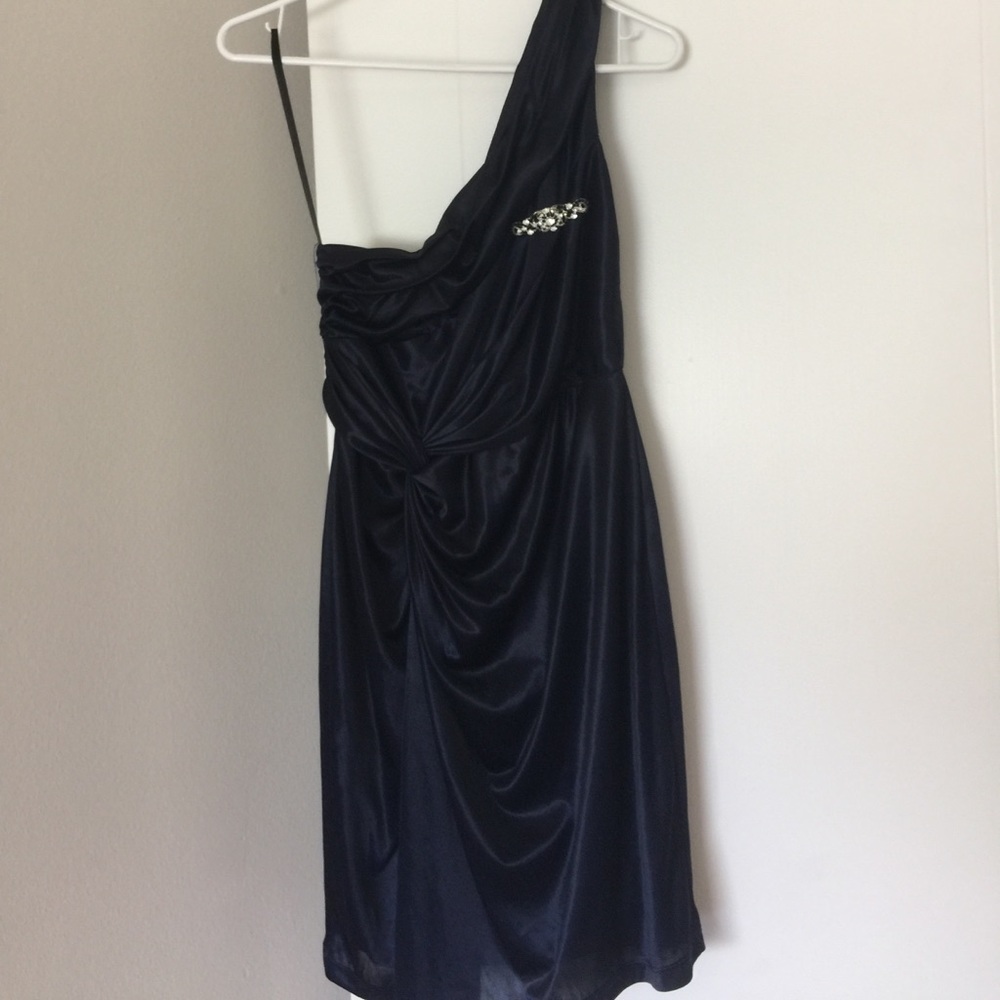 Dark Navy One-Shoulder Dress