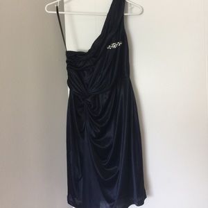 Dark Navy One-Shoulder Dress