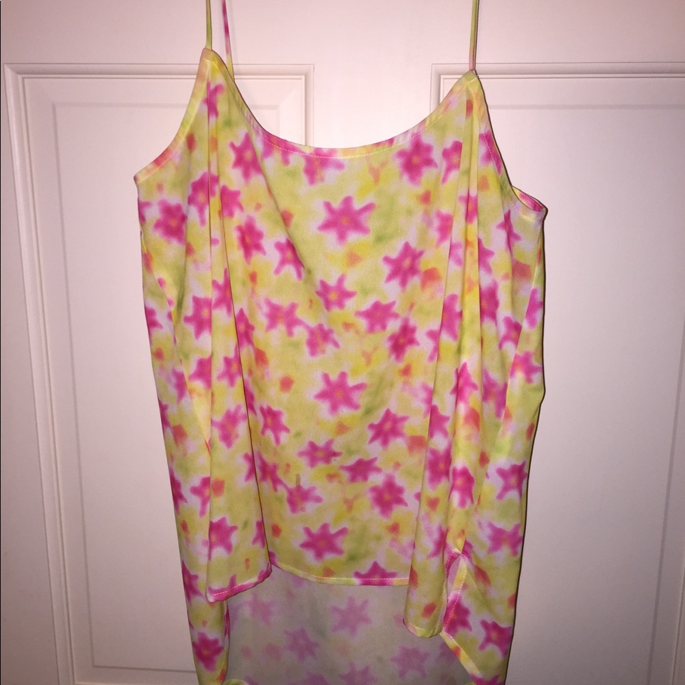 Summer pink and yellow tank top