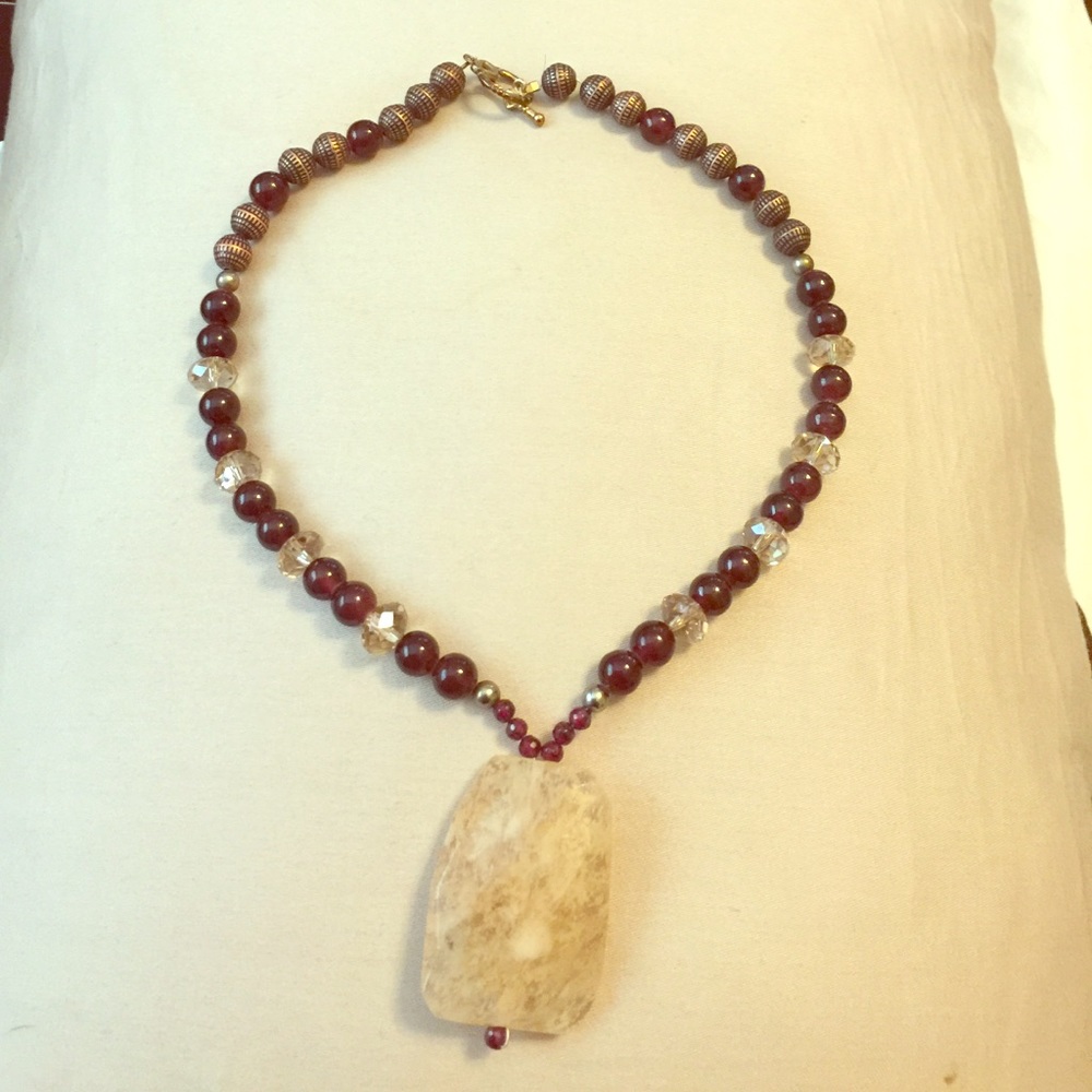 Stunning Garnets & Citrine Hand Crafted Necklace