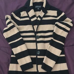 Brown and Black striped sweater material blazer