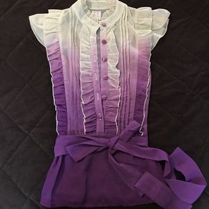 Purple fade to white blouse