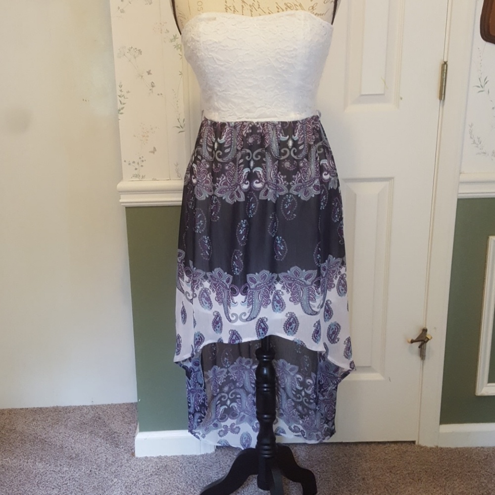 Papaya Hi-Low Strapless Dress