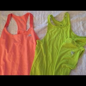 Two adidas razorback workout tops