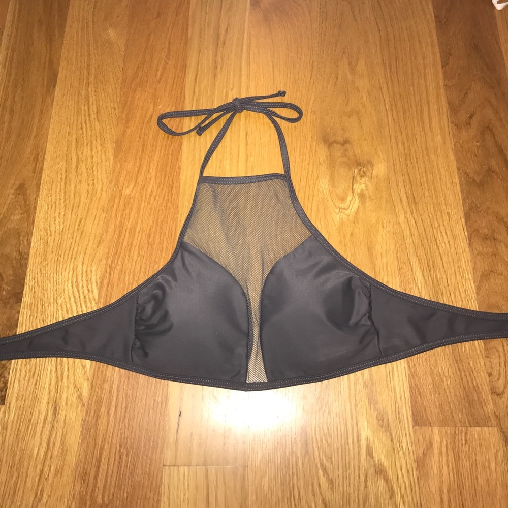 Gray Mesh Bikini Top