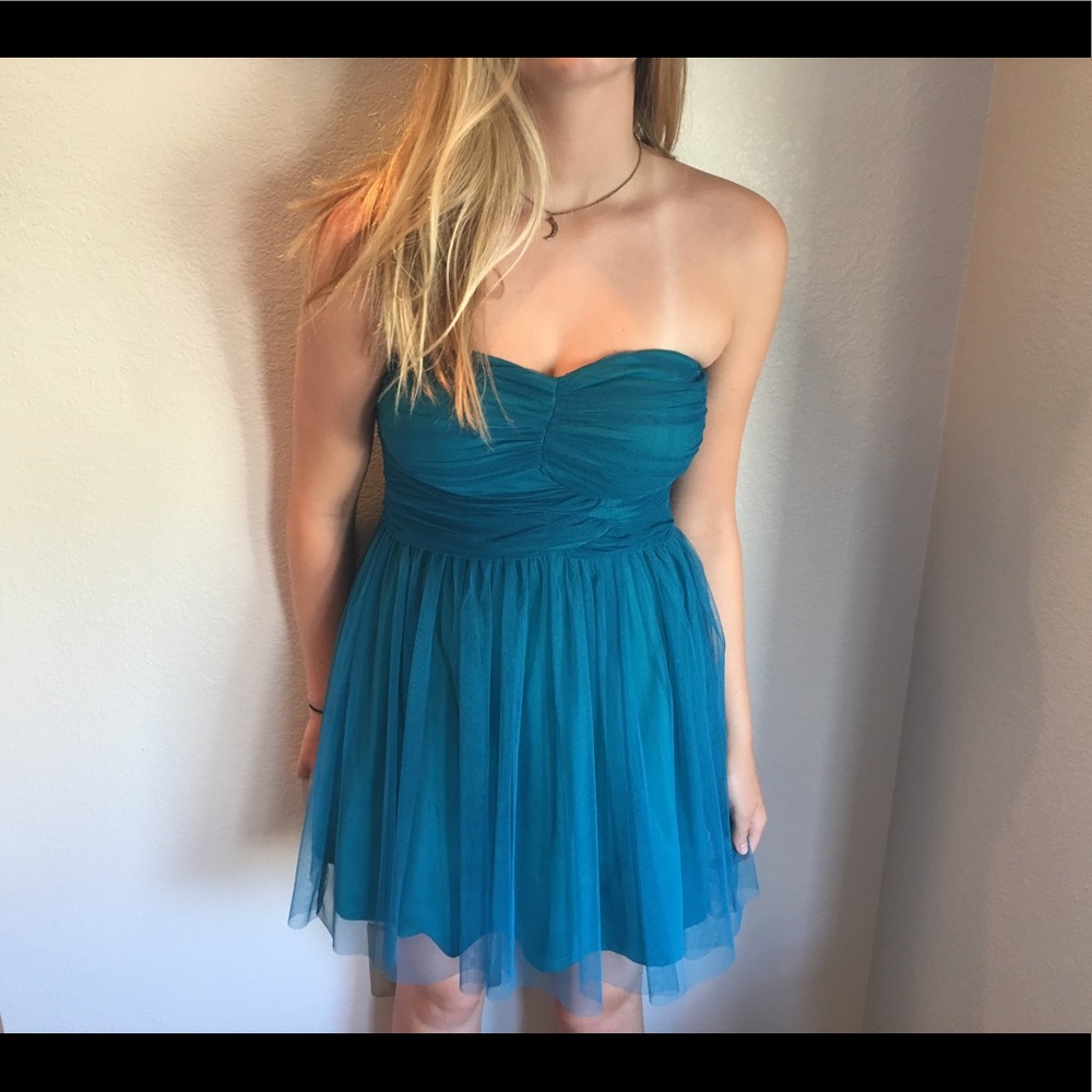 Aqua blue short semi-formal dress